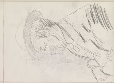 Portret van een onbekende man met hoed, in profiel door Isaac Israels