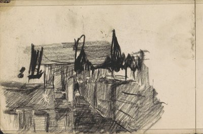 Straatgezicht met figuren door Isaac Israels