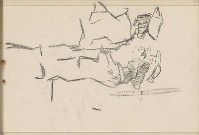 Vier figuren met hoofddeksels, in profiel door Isaac Israels
