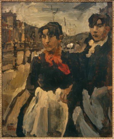 Twee meisjes aan de Lijnbaansgracht door Isaac Israels