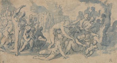 Klassieke studie met talrijke naakte figuren door Isaac Oliver
