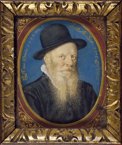 Bejaarde Man met een Zwarte Hoed, 1588 door Isaac Oliver