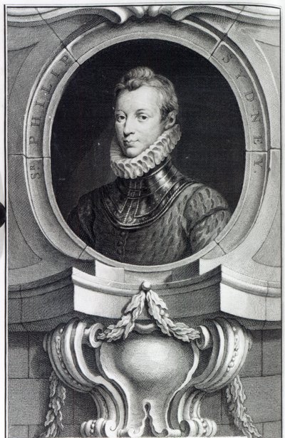 Sir Philip Sidney, gegraveerd door Jacobus Houbraken, 1743 door Isaac Oliver