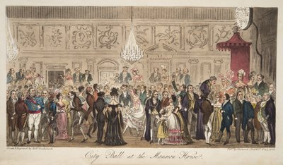 Stadsbal in het Mansion House, uit The English Spy, gepubliceerd 1824 door Isaac Robert Cruikshank