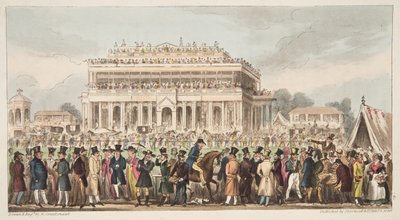 Doncaster Race Course tijdens de Grote St. Leger Race, 1824, uit The English Spy, gepubliceerd 1824 door Isaac Robert Cruikshank