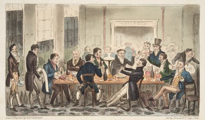 Avond en in Hoge Stemming, een scène in Longs Hotel, Bond Street, uit The English Spy, gepubliceerd 1824 door Isaac Robert Cruikshank