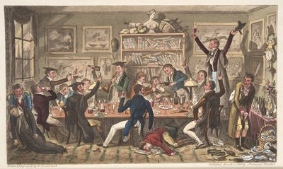 Oxford transporten, of universiteit ballingen, uit The English Spy, gepubliceerd Londen, 1824 door Isaac Robert Cruikshank