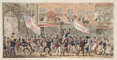 Point Street, Portsmouth, uit The English Spy, gepubliceerd 1824 door Isaac Robert Cruikshank