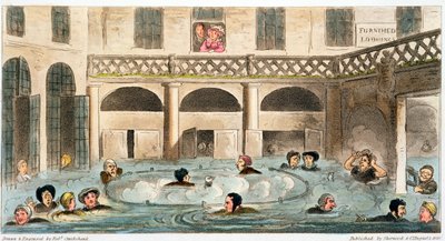 Openbaar baden in Bath, of levend stoven door Isaac Robert Cruikshank