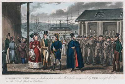 Splendid Jem tussen de veroordeelden in de marinewerf in Chatham, Kent door Isaac Robert Cruikshank