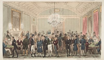 De Grote Abonnementszaal bij Brookes, uit The English Spy, gepubliceerd 1824 door Isaac Robert Cruikshank