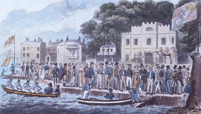 De promenade in Cowes, 1825 door Isaac Robert Cruikshank