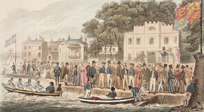 De promenade in Cowes, uit The English Spy, uitgegeven 1824 door Isaac Robert Cruikshank