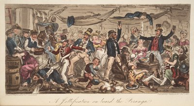 De Terugkeer naar de Haven, uit The English Spy, gepubliceerd 1824 door Isaac Robert Cruikshank
