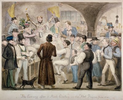 De avond na een schijnverkiezing in de Fleet Prison, juni 1835 door Isaac Robert Cruikshank