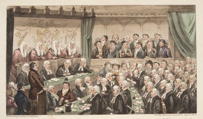 Westminster Hall, uit The English Spy, uitgegeven 1824 door Isaac Robert Cruikshank