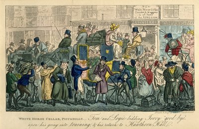 White Horse Cellar, Piccadilly Uit: 36 scènes uit het echte leven, 1821 door Isaac Robert Cruikshank