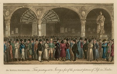De Koninklijke Beurs: Tom wijst Jerry op enkele van de beste kenmerken van het leven in Londen door Isaac, Robert and George Cruikshank