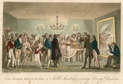 De groene kamer van de opera, of edele amateurs die buitenlandse curiosa bekijken door Isaac, Robert and George Cruikshank