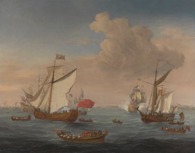 Schepen in de monding van de Theems bij Sheerness door Isaac Sailmaker