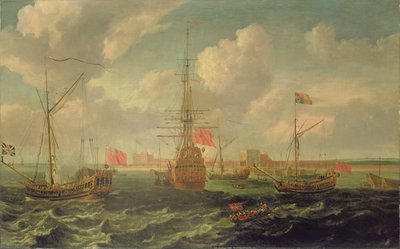 Het Koninklijk Jacht bij Sheerness, c.1680 door Isaac Sailmaker