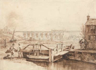 Het viaduct over het Sankey-kanaal door Isaac Shaw