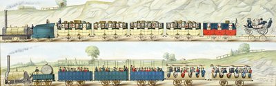 Reizen op de Liverpool en Manchester Spoorweg, gegraveerd door S.G. Hughes, c.1831 door Isaac Shaw