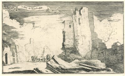 Het slot te Jaarsveld, verwoest door de Fransen in 1672 door Isaac Sorious