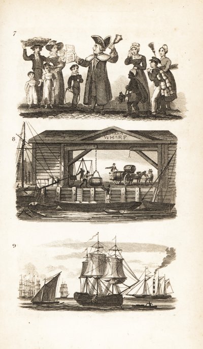 De Bellman, een Londense kade en kolenschip en kolenpraam door Isaac Taylor