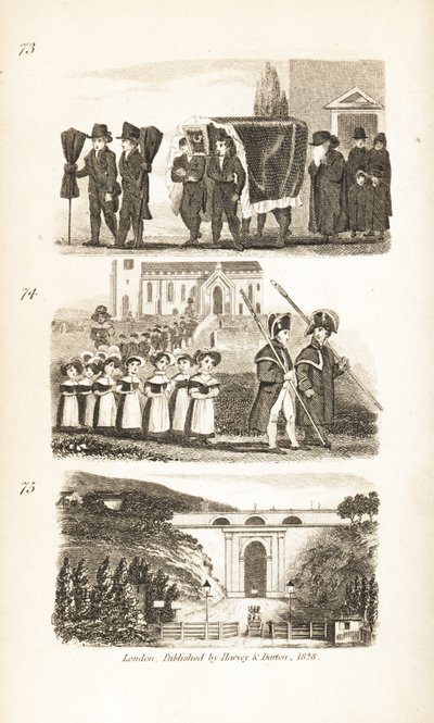 De Begrafenis, de Liefdadigheidskinderen en Highgate Tunnel door Isaac Taylor