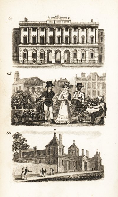 De Koninklijke Academie, Covent Garden en het British Museum door Isaac Taylor