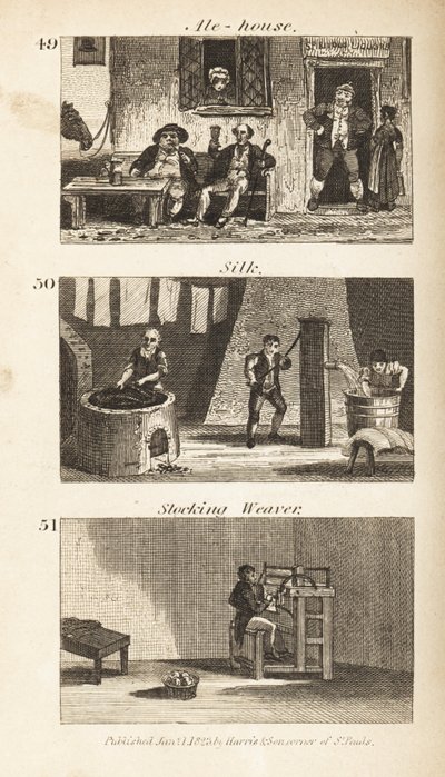 Ambachten in Regency Engeland: Bierhuis, zijdefabriek en kousenwever door Isaac Taylor