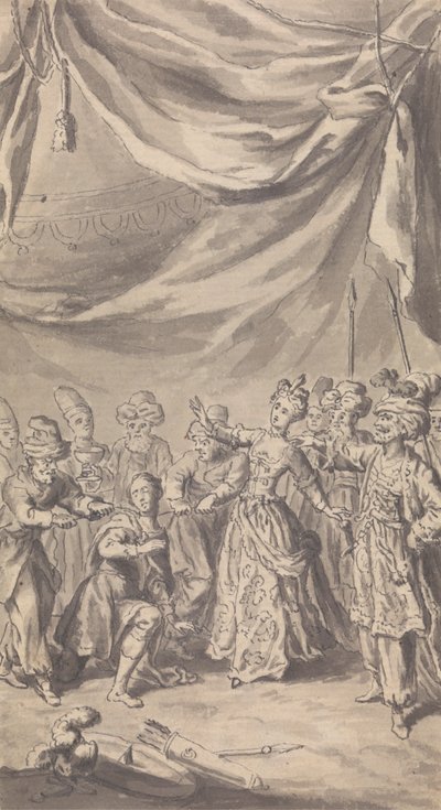 Ongeïdentificeerd tijdschrift / toneelillustratie door Isaac Taylor