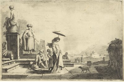 Gezicht op een mediterrane haven door Isaac Vincentsz. van der Vinne