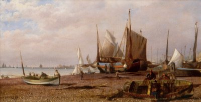 Brighton Beach met Vissersboten door Isaac Walter Jenner