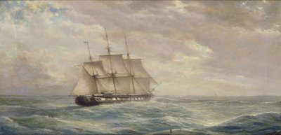 Brits schip op volle zee, 1876 door Isaac Walter Jenner
