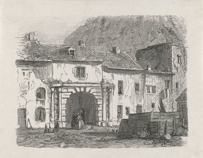 Poort in de voorstad Claussen van de stad Luxemburg door Isaac Weissenbruch
