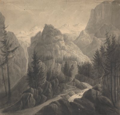 Begin van de passage naar de Gemmi vanaf de Berner kant door Isaac Weld