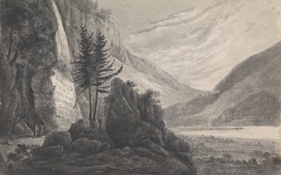 Bergachtig landschap met inscriptie voor Salomon Gessner (Zwitserland) door Isaac Weld