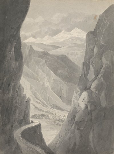 Pas van de Gemmi, afdaling naar Leukerbad (Zwitserland) door Isaac Weld