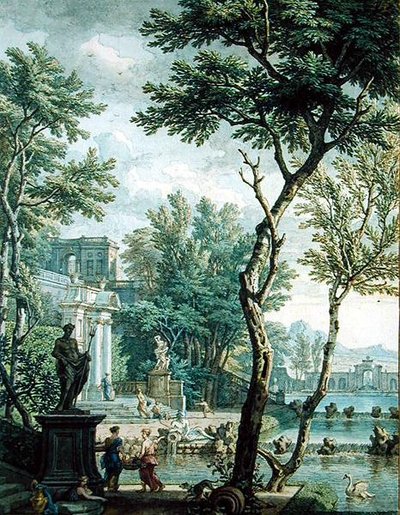 Ideaal paleis en park door Isaac de Moucheron
