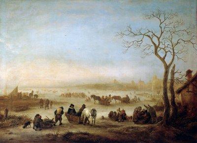 Bevroren meer, 1648 door Isaac van . Ostade