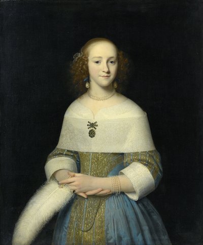 Portret van een jonge vrouw mogelijk Susanna Reael, 1656 door Isaack Luttichuys