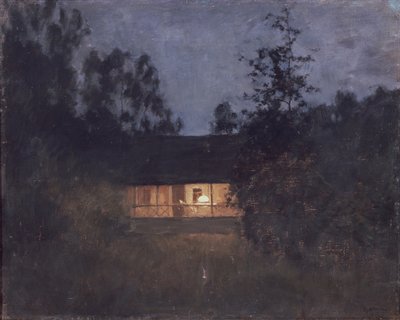 Landhuis in de schemering, 1890s door Isaak Ilyich Levitan