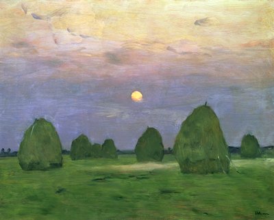 Hooibergen bij schemering, 1899 door Isaak Ilyich Levitan