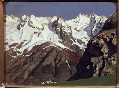 Het Mont Blanc gebergte. Schilderij van Isaak Ilyich Levitan (1860-1900), olieverf op doek door Isaak Ilyich Levitan
