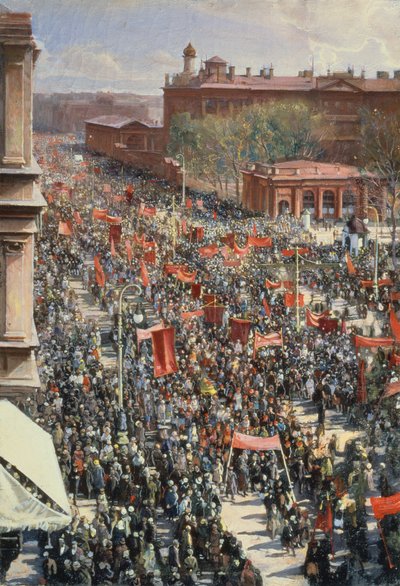 Demonstratie op de 25 oktoberlaan, schets voor het schilderij uit 1934 in de Tretyakov Galerij, 1930 door Isaak Israilevich Brodsky