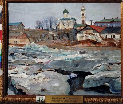 Het ijs drijft in Pskov door Isaak Israilevich Brodsky