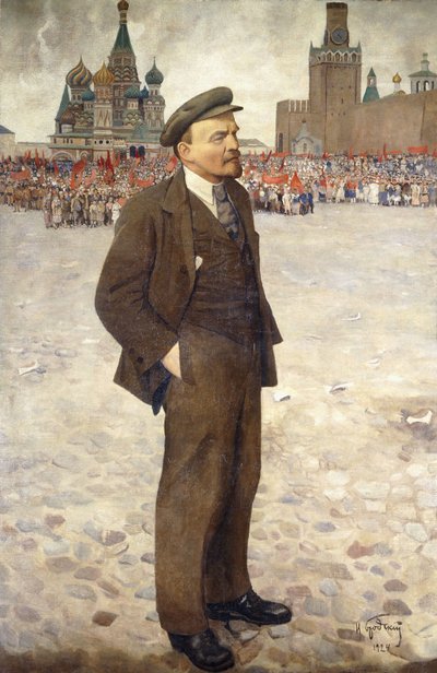 Lenin op het Rode Plein door Isaak Israilevich Brodsky