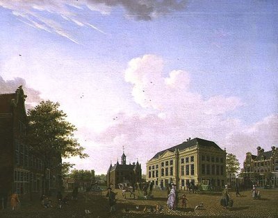 Een uitzicht op het Leidse plein in Amsterdam, 1778 door Isaac Ouwater
